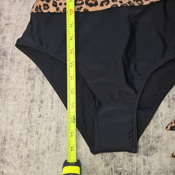 Summersalt Swimsuit Womens Size 8 Leopard Print One Piece Wrap Black Tan Animal - Picture 7 of 9